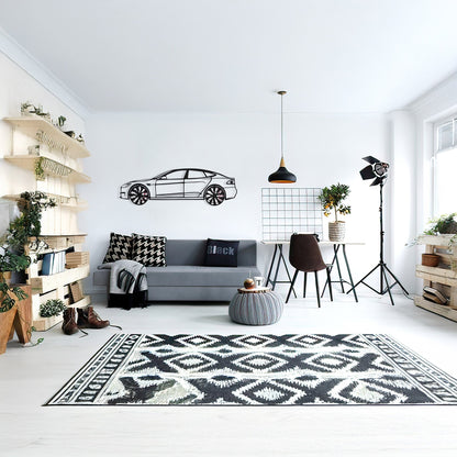 Tesla Model S Wall Art – Electric Car Steel Silhouette with Spinning Wheels-KAFMEKA045 - Tampa Home & Garden Store