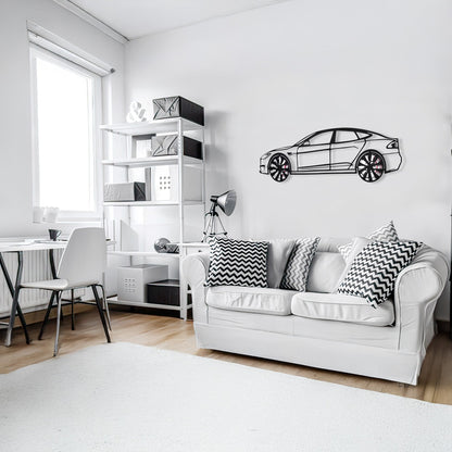 Tesla Model S Wall Art – Electric Car Steel Silhouette with Spinning Wheels-KAFMEKA045 - Tampa Home & Garden Store