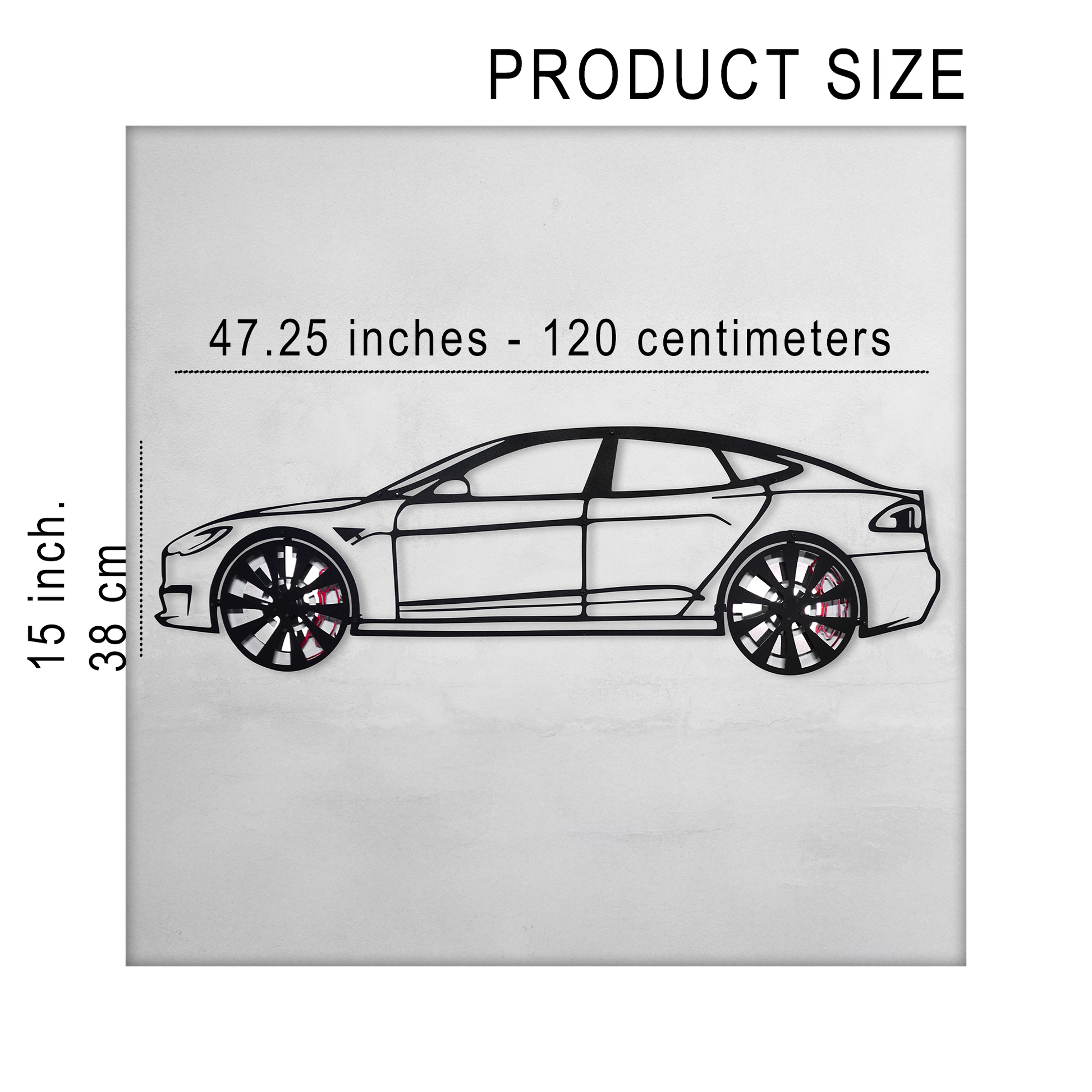 Tesla Model S Wall Art – Electric Car Steel Silhouette with Spinning Wheels-KAFMEKA045 - Tampa Home & Garden Store