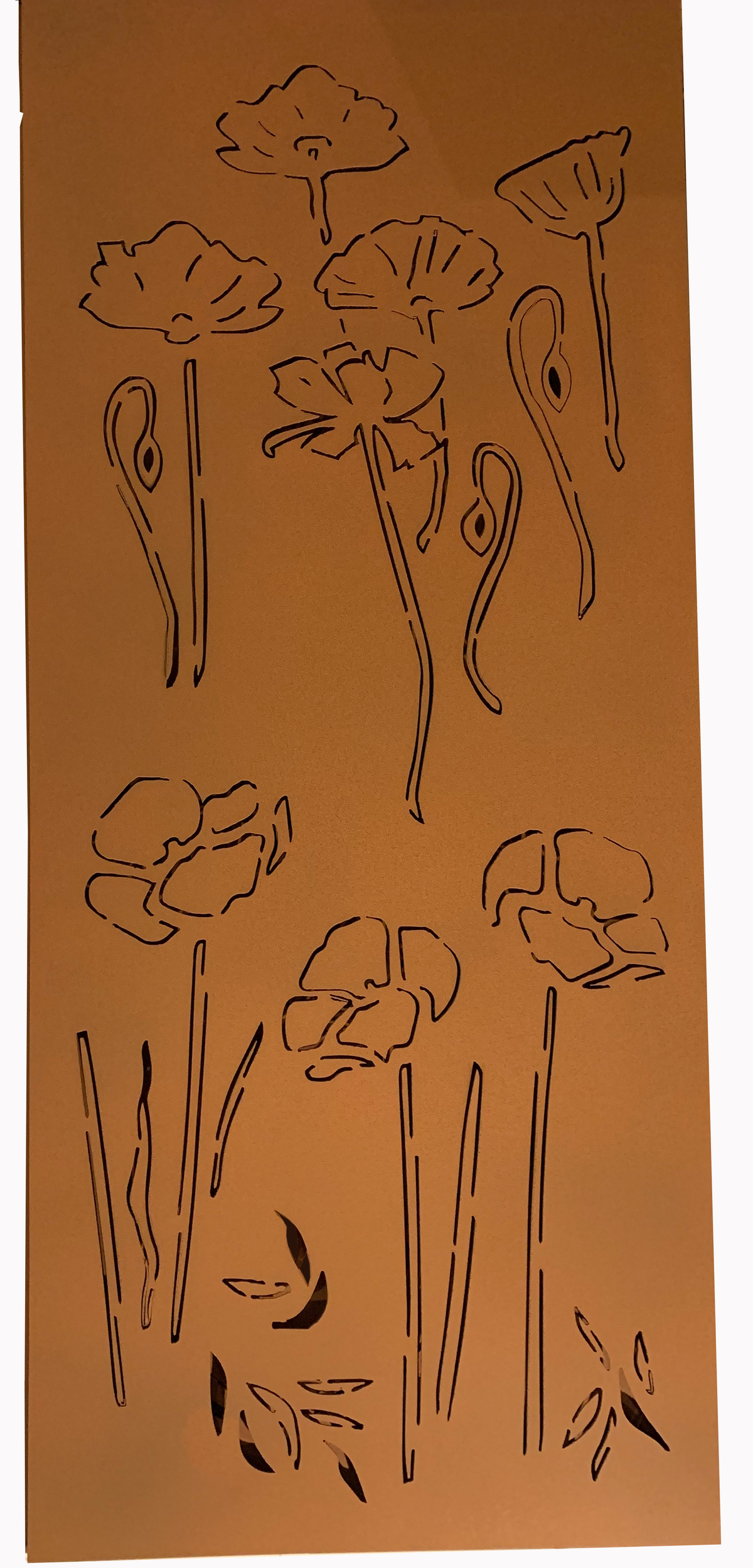 Outdoor privacy panel metal wall sculpture floral line art Rustica Ornamentals on Tampa Home & Garden Store