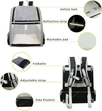 Texsens Innovative Traveler Bubble Backpack Pet Carriers for Cats and Dogs (Black) - Tampa Home & Garden Store