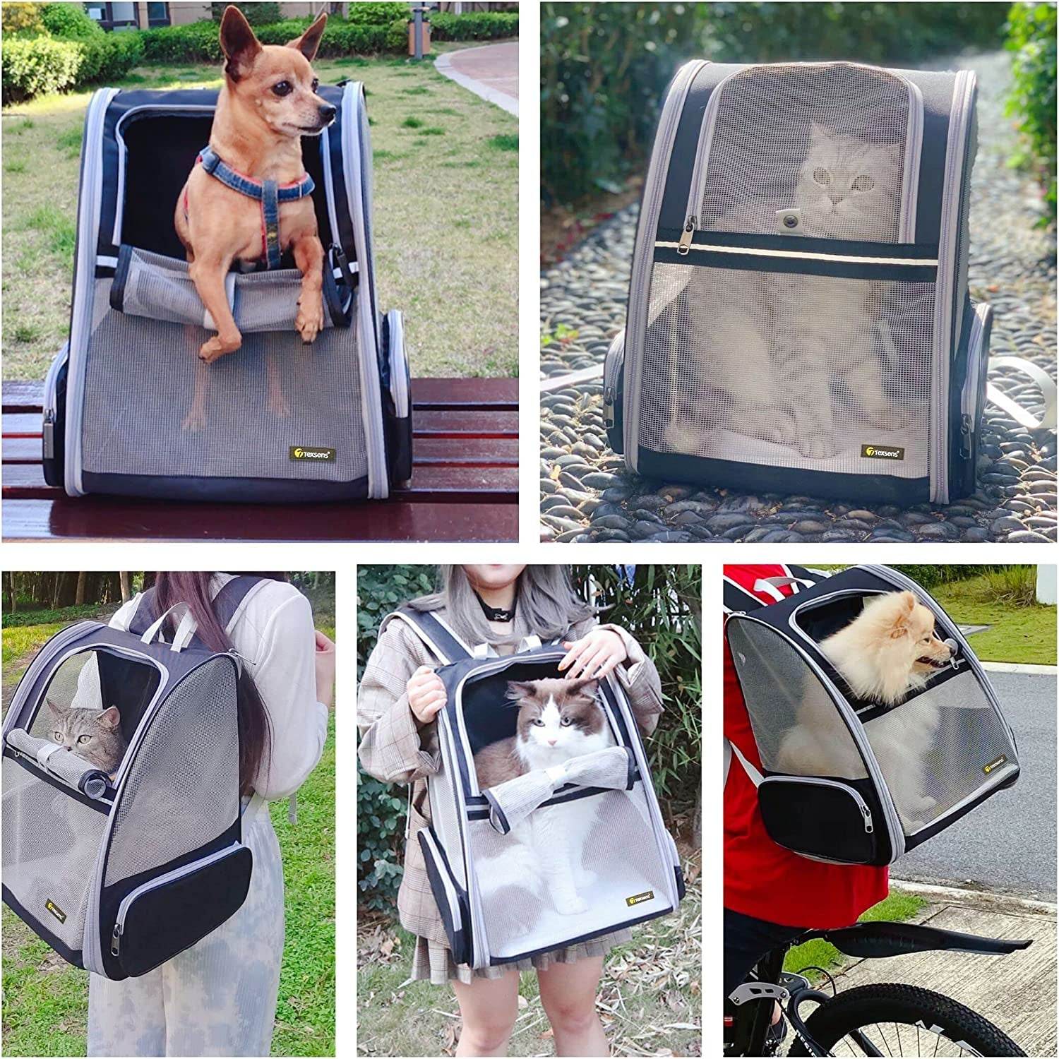 Texsens Innovative Traveler Bubble Backpack Pet Carriers for Cats and Dogs (Black) - Tampa Home & Garden Store