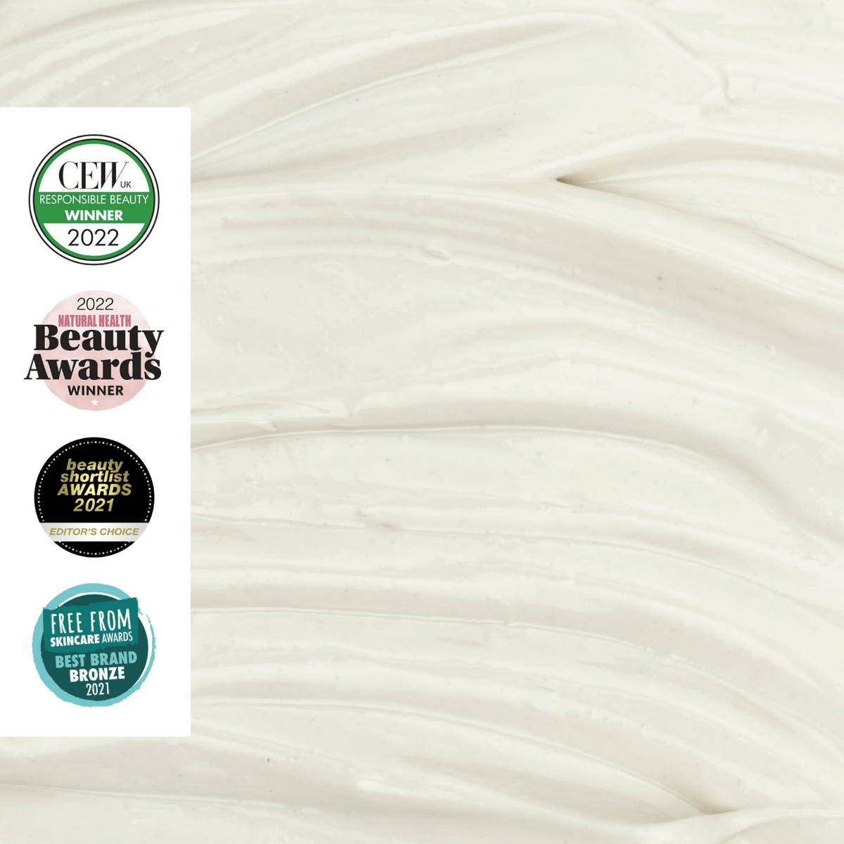 UpCircle Face Moisturizer with Vitamin E lotion, creamy texture with award badges on left on Tampa Home & Garden Store