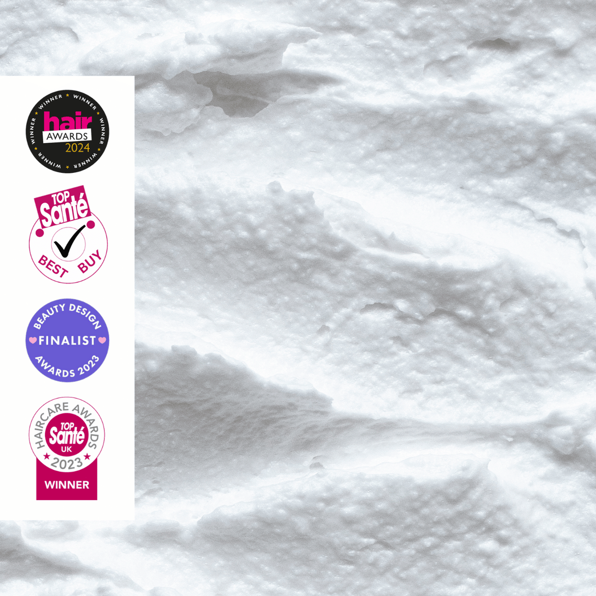 Shampoo Crème with Pink Berry Extract Jumbo by UpCircle – badge strip on white panel with awards on Tampa Home & Garden Store