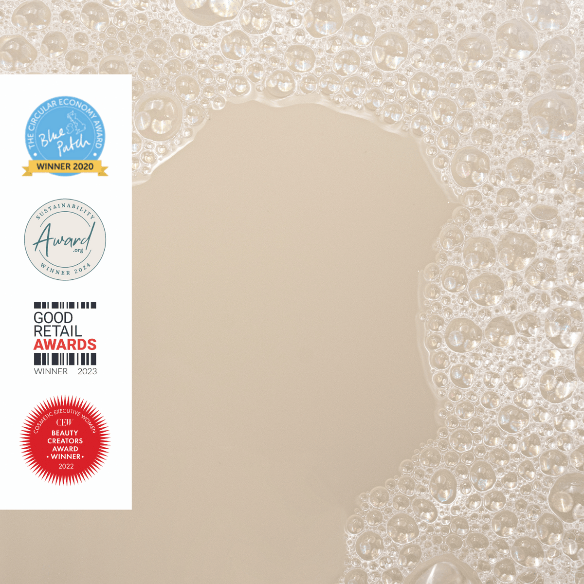 Face Toner with Hyaluronic Acid by UpCircle; beige bubbly backdrop with award logos on Tampa Home & Garden Store