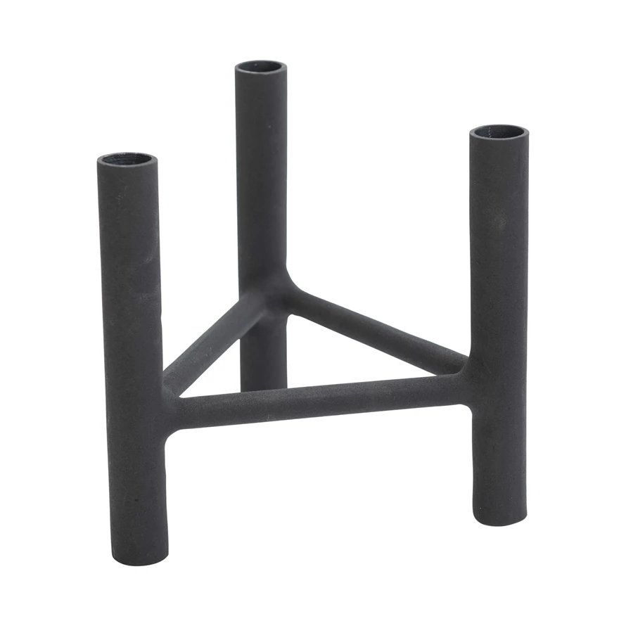 Textured Metal Triple Taper Candle Holder in Black - Tampa Home & Garden Store