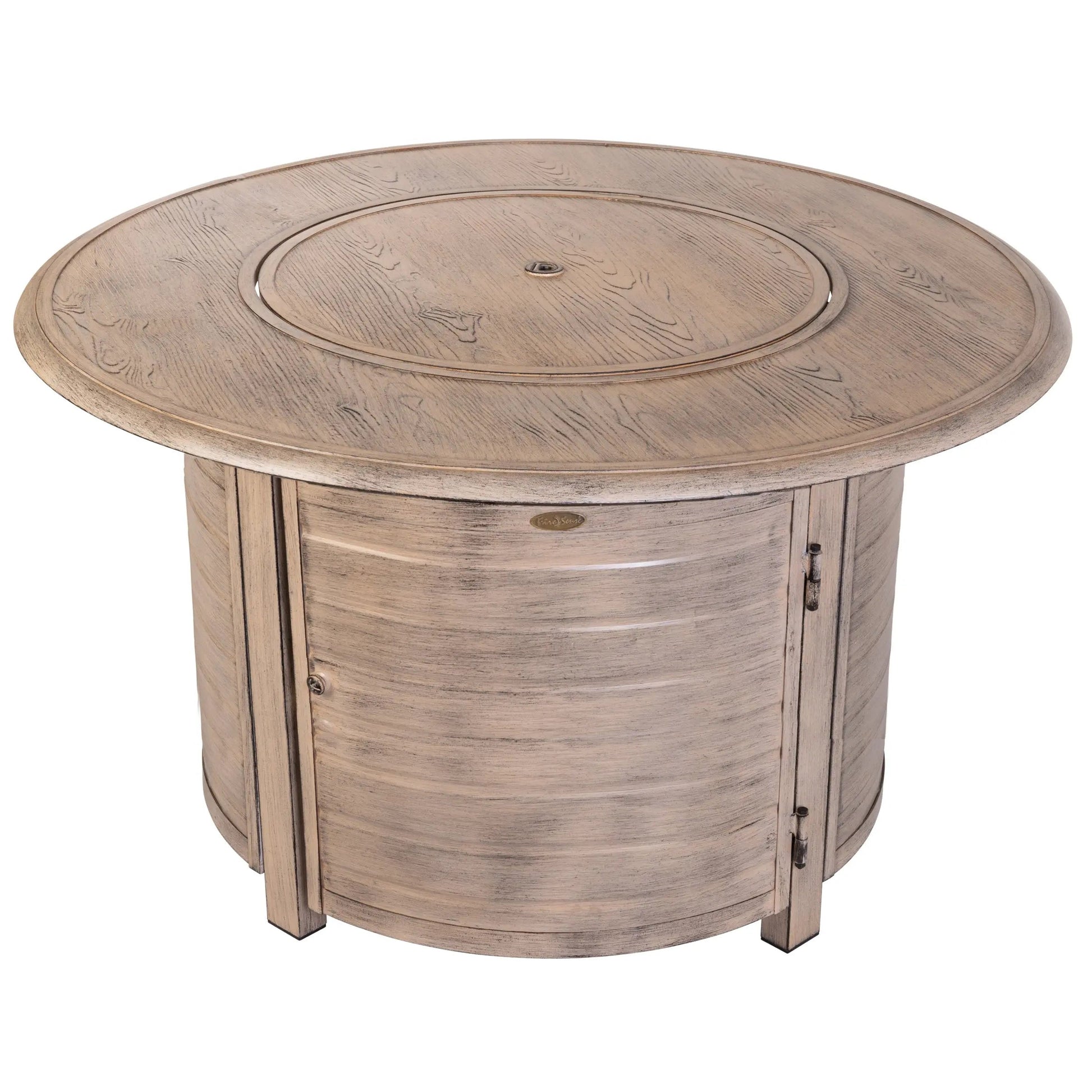 Thatcher Driftwood Round Aluminum LPG Fire Pit lid by Fire Sense/Balkene Home on Tampa Home & Garden Store