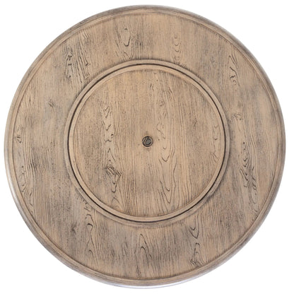 Thatcher Driftwood round aluminum LPG fire pit with wood grain finish and circular lip on Tampa Home & Garden Store