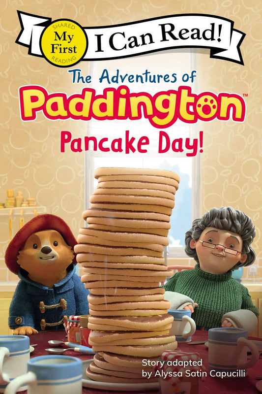 Paddington Pancake Day children's book cover with a tall stack of pancakes and two characters on Tampa Home & Garden Store