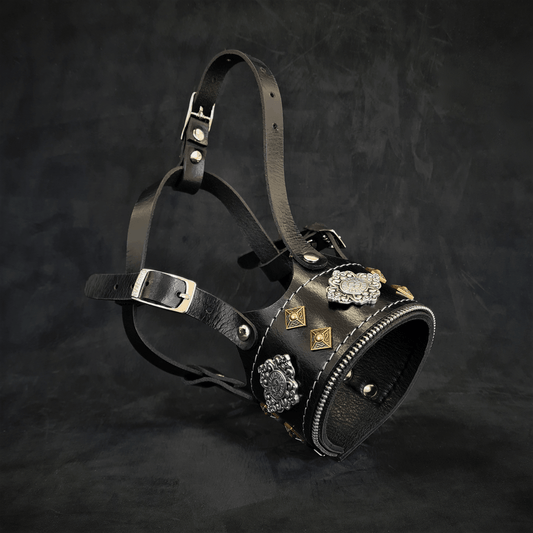 The "Aztec" leather muzzle BLACK - Tampa Home & Garden Store