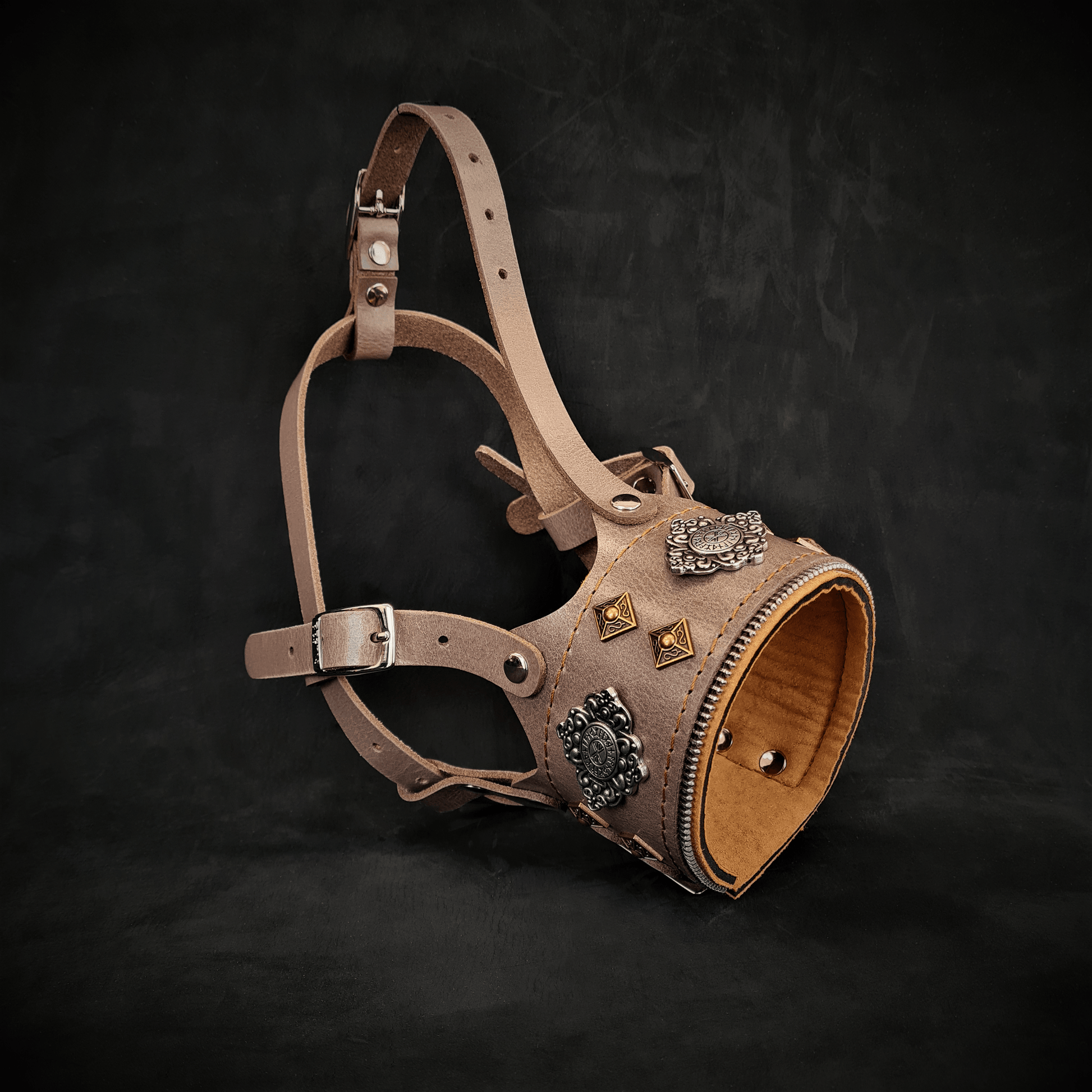 The "Aztec" leather muzzle Grey - Tampa Home & Garden Store