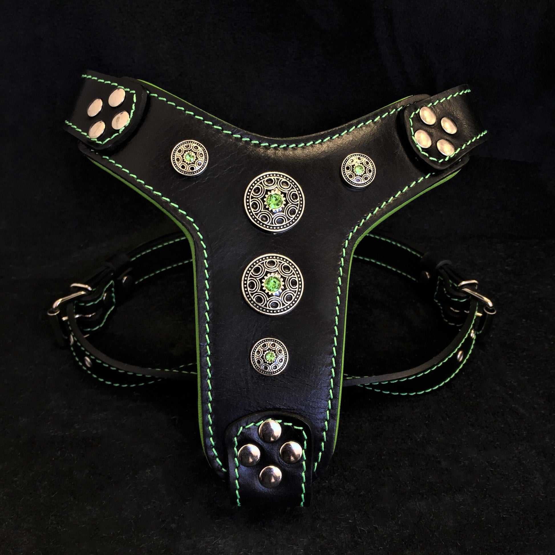 The ''Bijou'' harness Black & Green Small to Medium Size - Tampa Home & Garden Store
