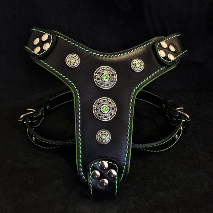 The ''Bijou'' harness Black & Green Small to Medium Size - Tampa Home & Garden Store