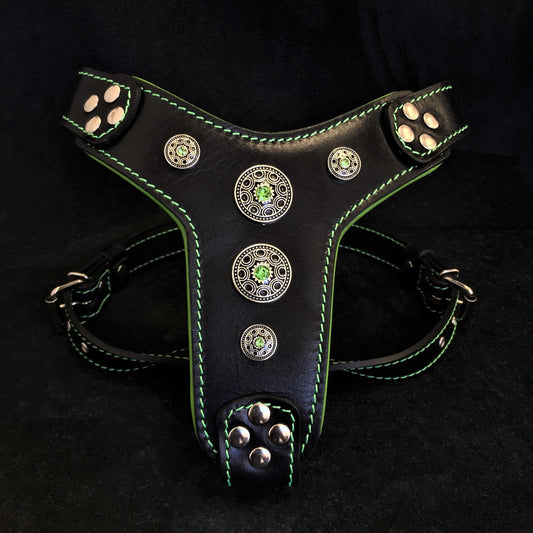 The ''Bijou'' harness Black & Green Small to Medium Size - Tampa Home & Garden Store