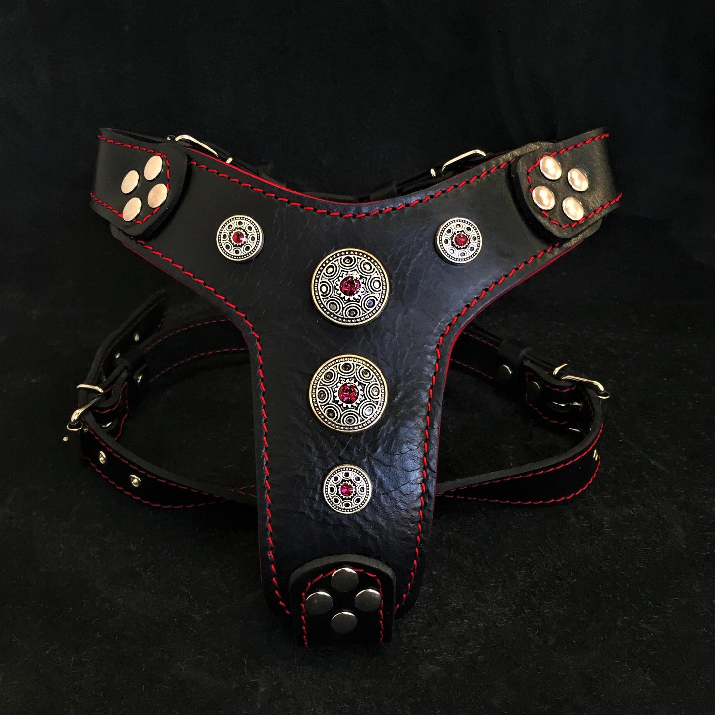 The ''Bijou'' harness Black & Red Small to Medium Size - Tampa Home & Garden Store