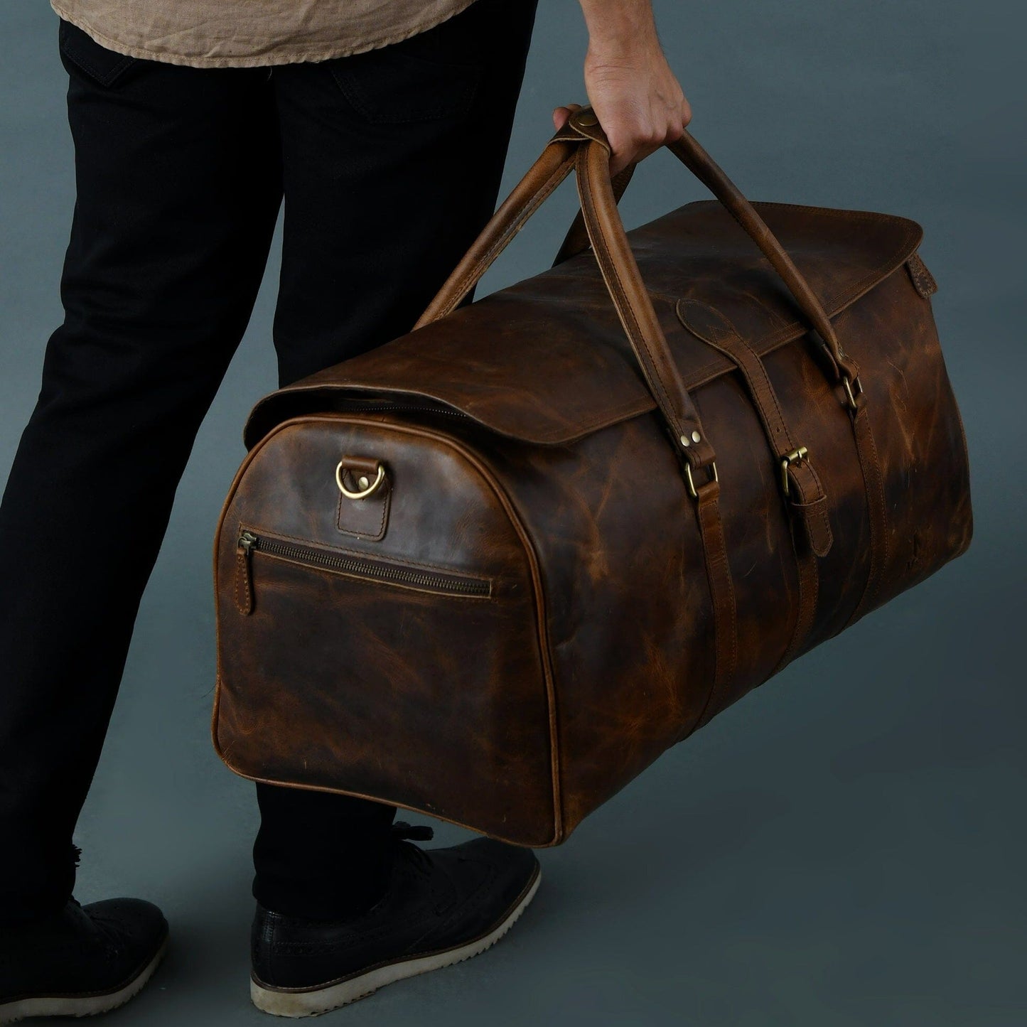 The Bolton Flap Duffel- Brown - Tampa Home & Garden Store