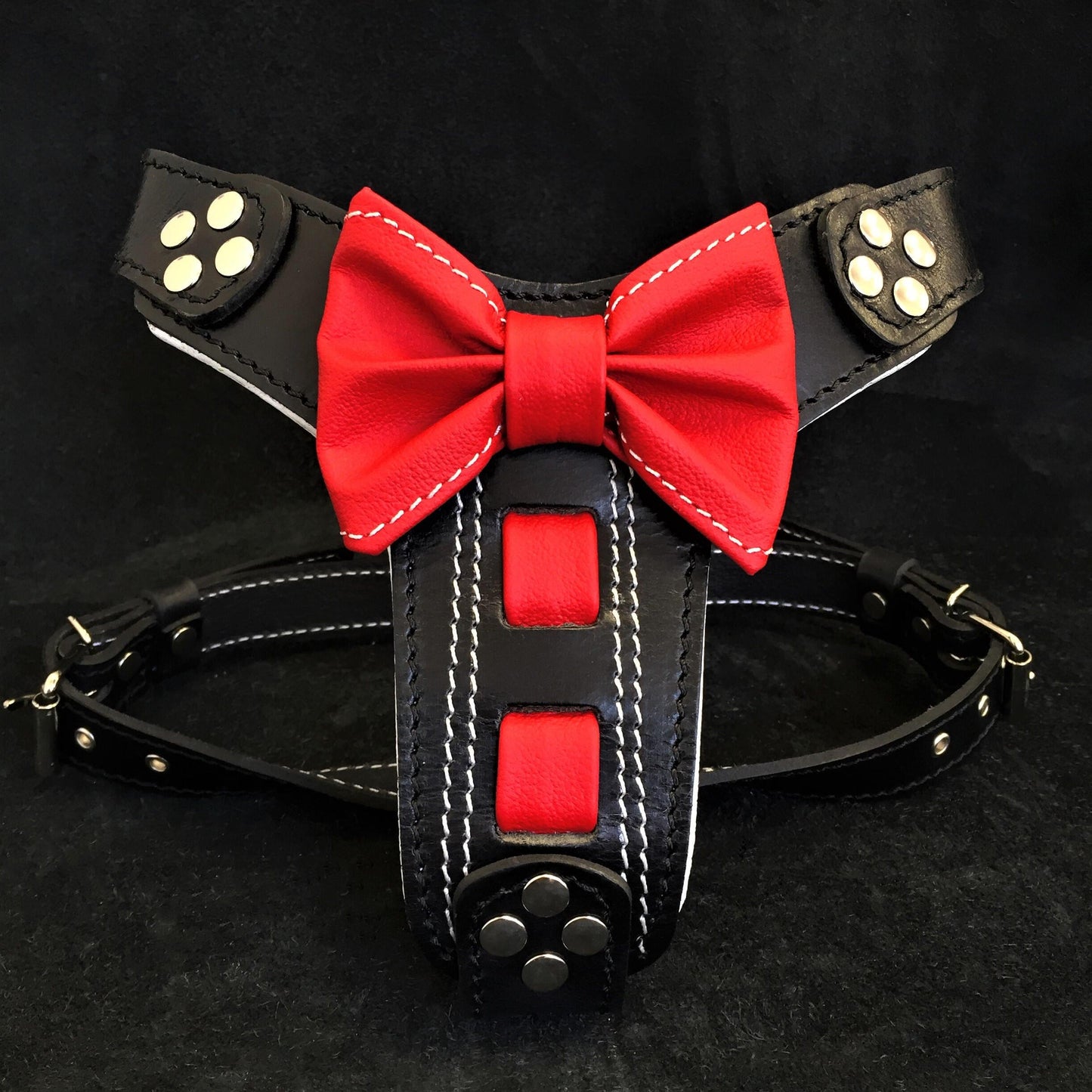 The "Bowtie" handmade leather harness black Small to Medium Size - Tampa Home & Garden Store