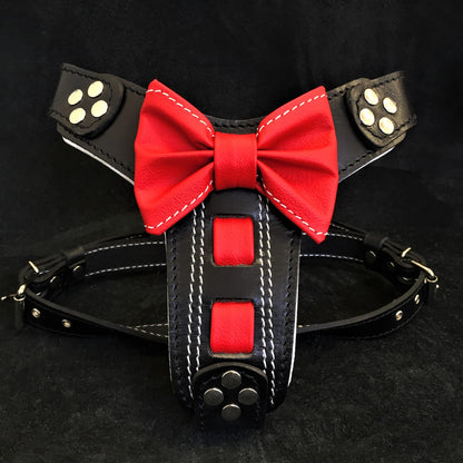 The "Bowtie" handmade leather harness black Small to Medium Size - Tampa Home & Garden Store