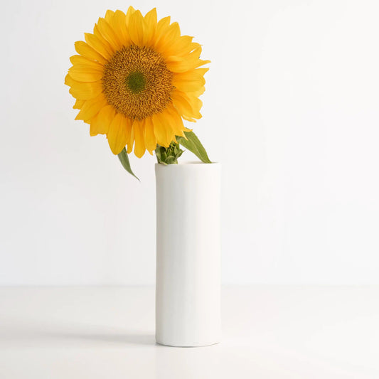 Bloom Vase handmade porcelain white vase with sunflower Ember Collective on Tampa Home & Garden Store