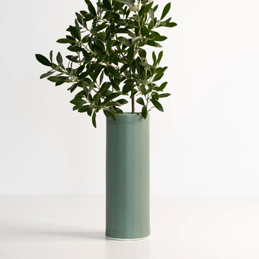 Bloom Vase Handmade Porcelain Flower Vase Ember Collective green ceramic vase with leaves on Tampa Home & Garden Store