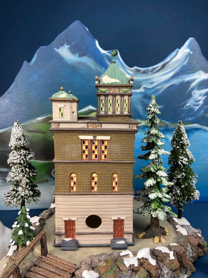 The City Globe Publishing by Department 56.  Illuminated Christmas Village House. Christmas in the City Series. Hand-Painted Porcelain. - Tampa Home & Garden Store