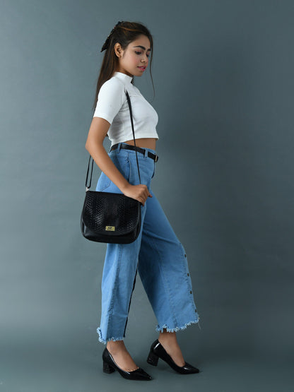 The Croco Satchel- Black - Tampa Home & Garden Store