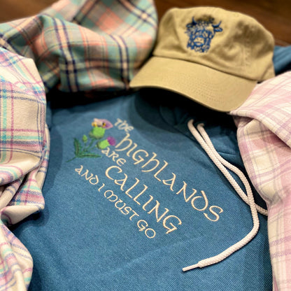 The Highlands are Calling Embroidered Soft Fleece Unisex Sweatshirt Hoodie - Tampa Home & Garden Store