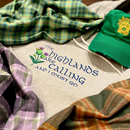 The Highlands are Calling Embroidered Soft Fleece Unisex Sweatshirt Hoodie - Tampa Home & Garden Store