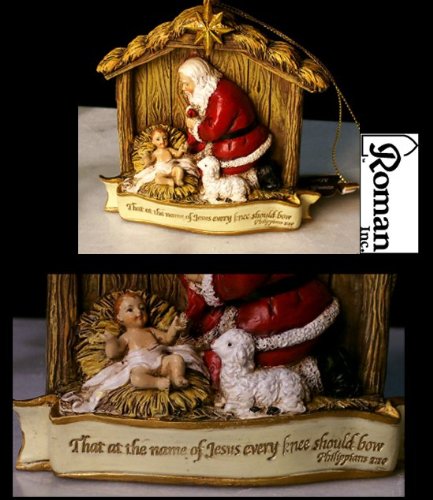 The Kneeling Santa With Baby Jesus Ornament - Tampa Home & Garden Store