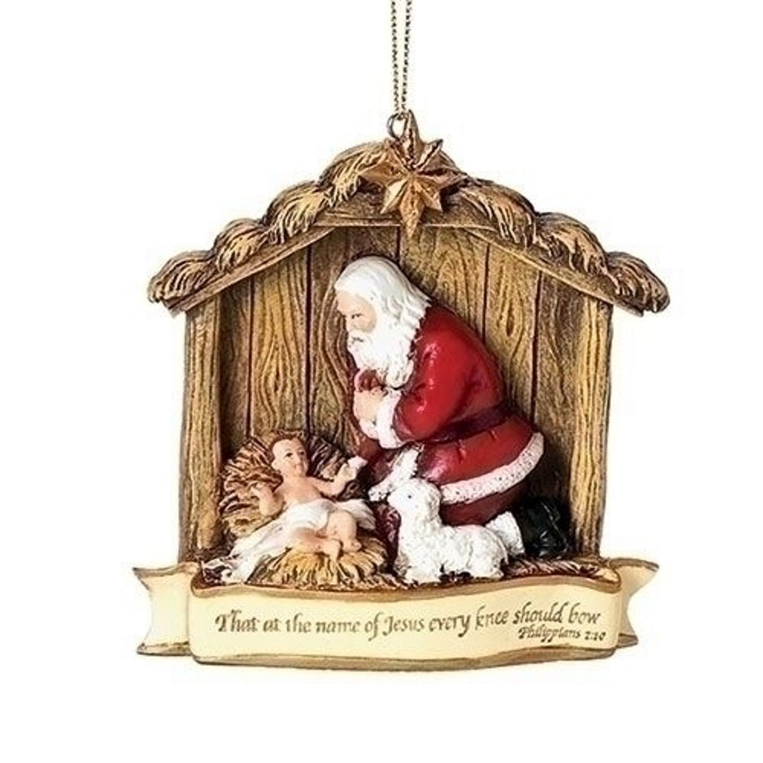 The Kneeling Santa With Baby Jesus Ornament - Tampa Home & Garden Store