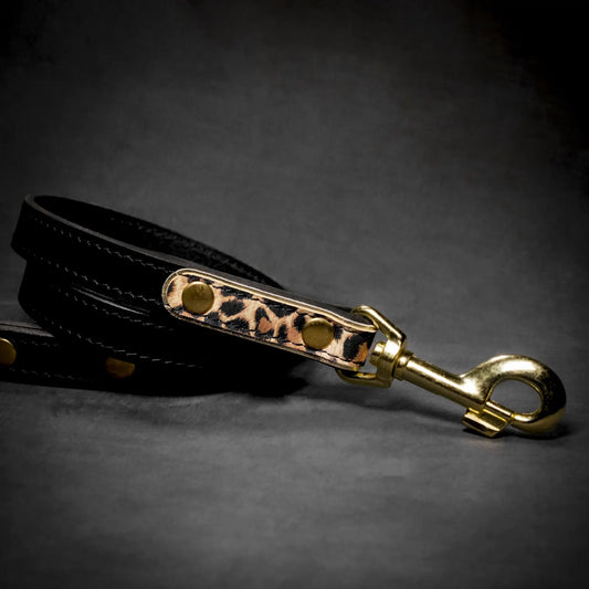 Leopard print leather leash by Bestia Dog Gear on Tampa Home & Garden Store