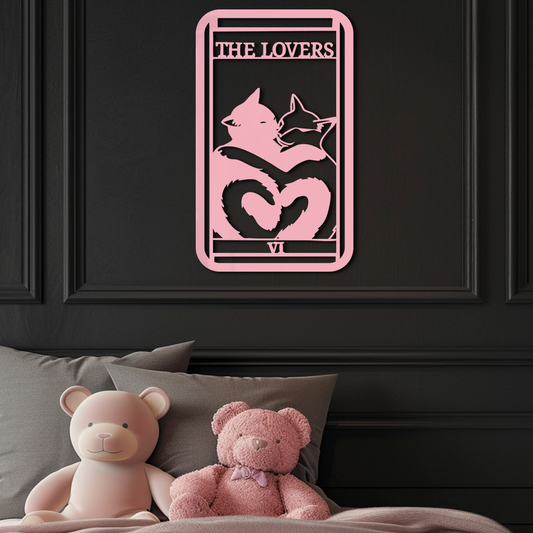 The Lovers Cat Tarot Card Metal Wall Art – Romantic Cat Silhouette Design - KAFGP071 - Tampa Home & Garden Store