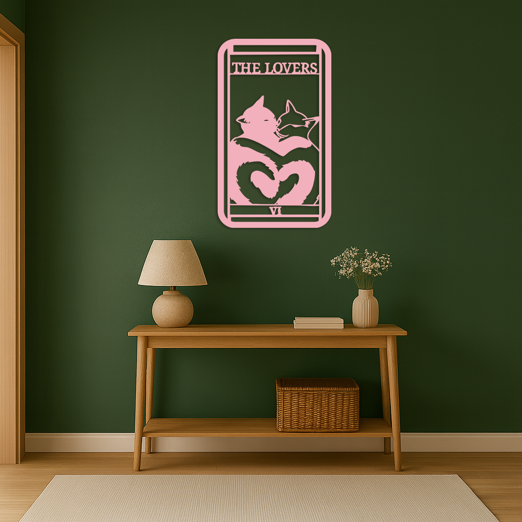 The Lovers Cat Tarot Card Metal Wall Art – Romantic Cat Silhouette Design - KAFGP071 - Tampa Home & Garden Store