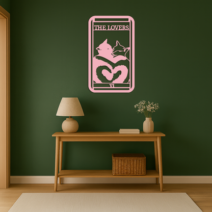 The Lovers Cat Tarot Card Metal Wall Art – Romantic Cat Silhouette Design - KAFGP071 - Tampa Home & Garden Store