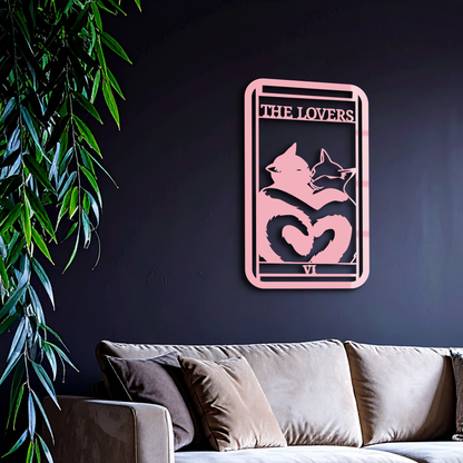 The Lovers Cat Tarot Card Metal Wall Art – Romantic Cat Silhouette Design - KAFGP071 - Tampa Home & Garden Store