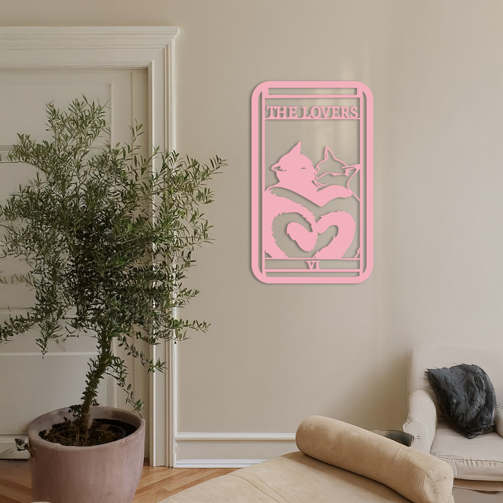 The Lovers Cat Tarot Card Metal Wall Art – Romantic Cat Silhouette Design - KAFGP071 - Tampa Home & Garden Store