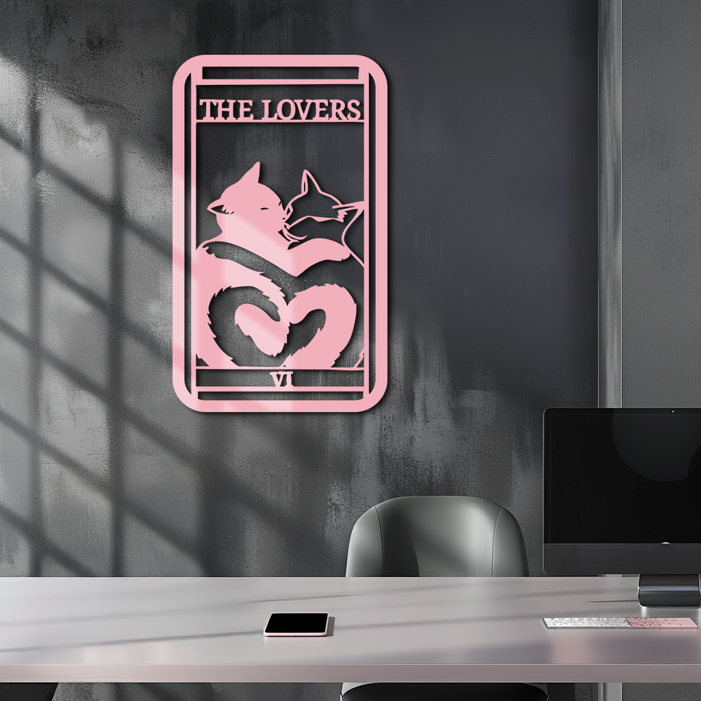 The Lovers Cat Tarot Card Metal Wall Art – Romantic Cat Silhouette Design - KAFGP071 - Tampa Home & Garden Store