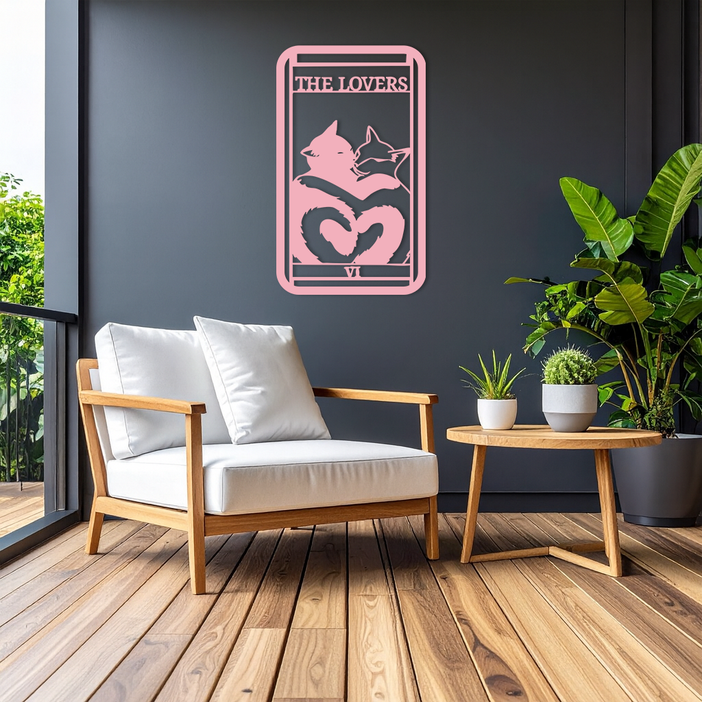 The Lovers Cat Tarot Card Metal Wall Art – Romantic Cat Silhouette Design - KAFGP071 - Tampa Home & Garden Store