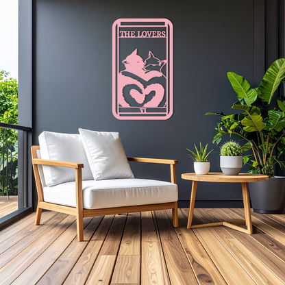 The Lovers Cat Tarot Card Metal Wall Art – Romantic Cat Silhouette Design - KAFGP071 - Tampa Home & Garden Store