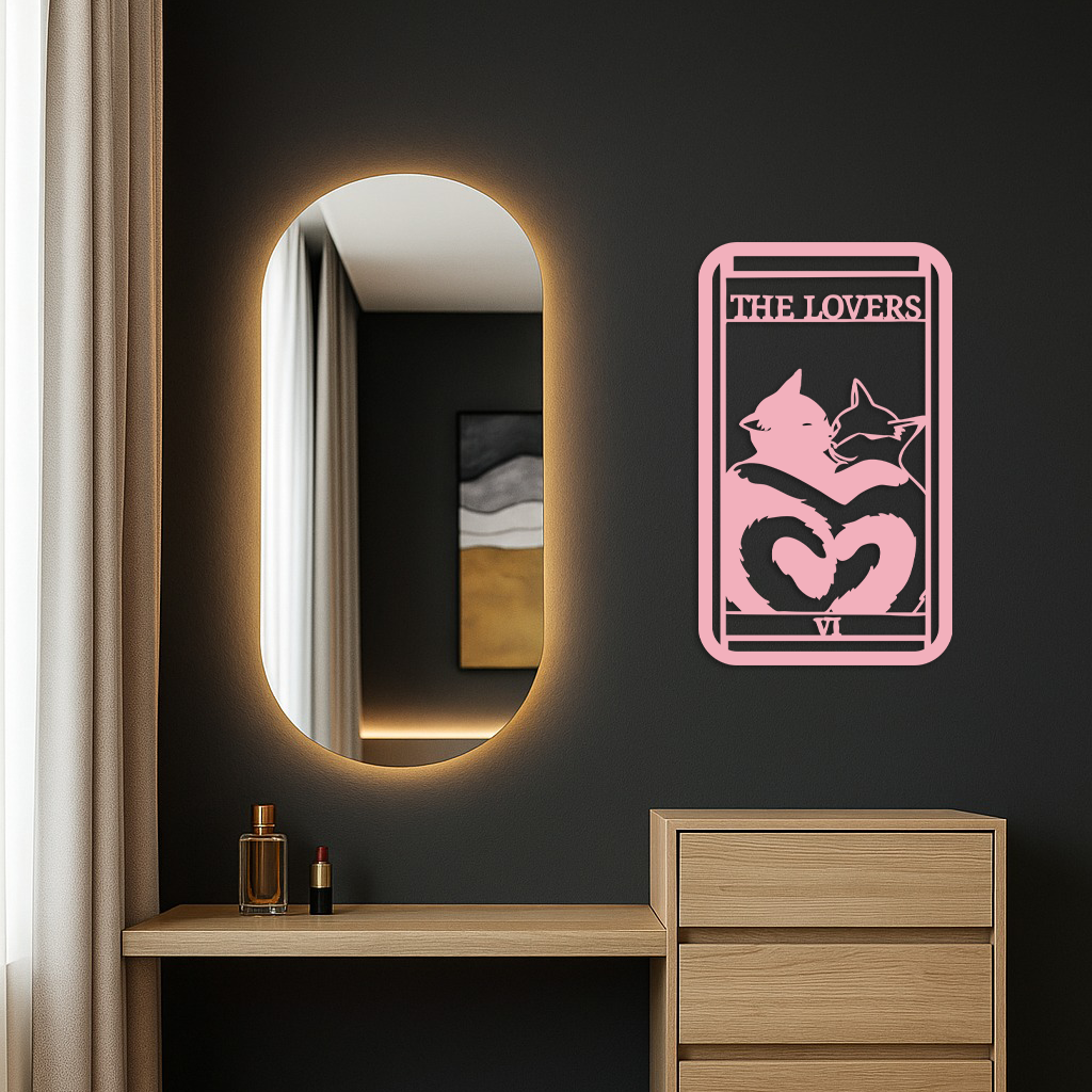 The Lovers Cat Tarot Card Metal Wall Art – Romantic Cat Silhouette Design - KAFGP071 - Tampa Home & Garden Store