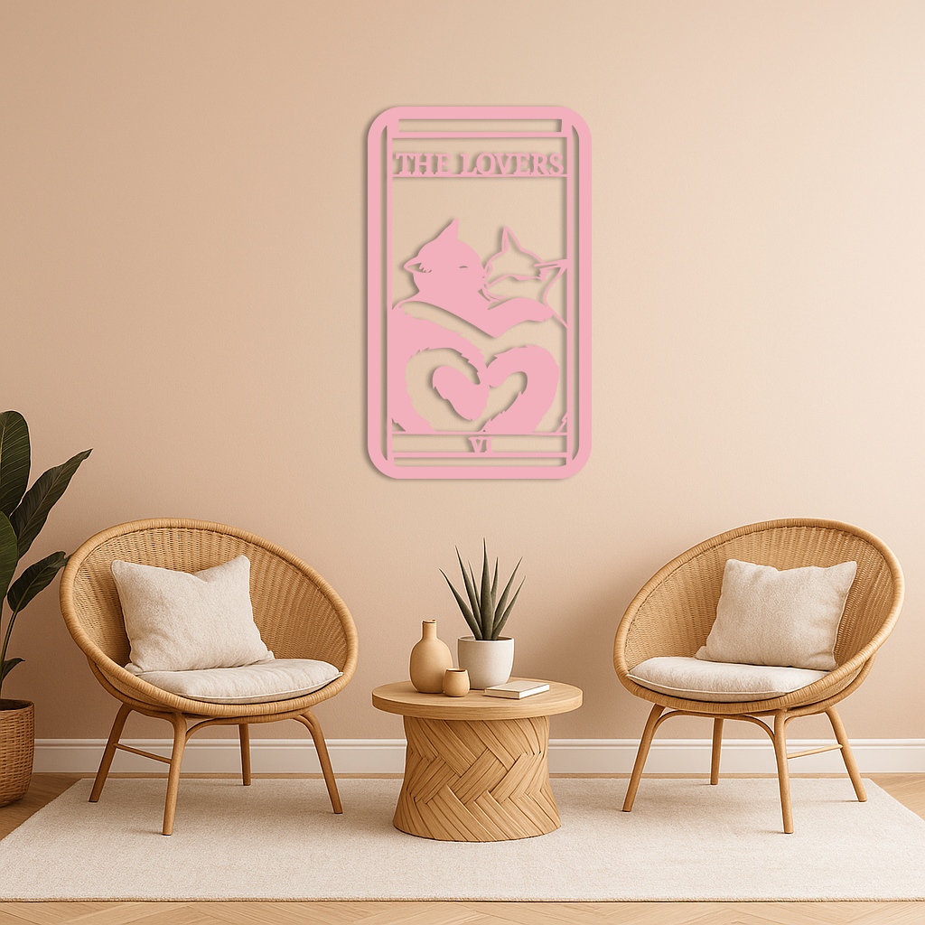 The Lovers Cat Tarot Card Metal Wall Art – Romantic Cat Silhouette Design - KAFGP071 - Tampa Home & Garden Store