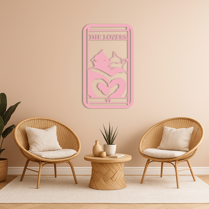The Lovers Cat Tarot Card Metal Wall Art – Romantic Cat Silhouette Design - KAFGP071 - Tampa Home & Garden Store