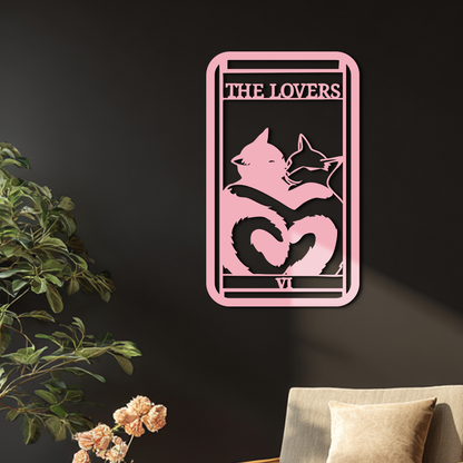 The Lovers Cat Tarot Card Metal Wall Art – Romantic Cat Silhouette Design - KAFGP071 - Tampa Home & Garden Store