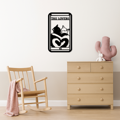 The Lovers Cat Tarot Card Metal Wall Art – Romantic Cat Silhouette Design - KAFGP071 - Tampa Home & Garden Store