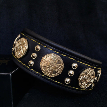The "Maximus" collar 2.5 inch wide black & gold - Tampa Home & Garden Store