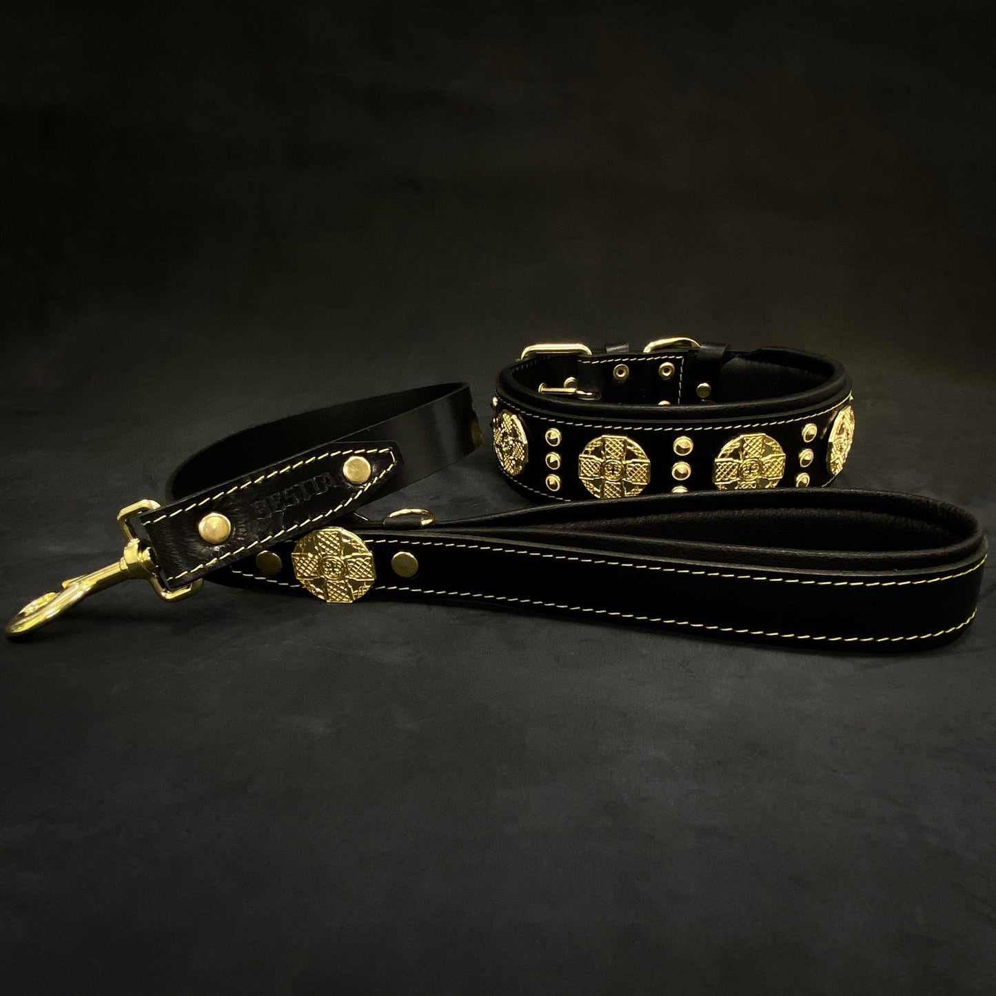The "Maximus" collar 2.5 inch wide black & gold - Tampa Home & Garden Store