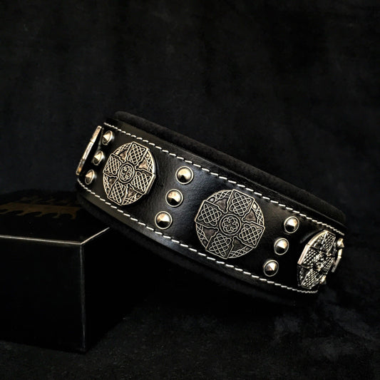 The "Maximus" collar 2.5 inch wide black & silver - Tampa Home & Garden Store