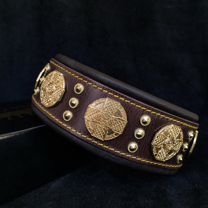 The "Maximus" collar 2.5 inch wide brown & gold - Tampa Home & Garden Store