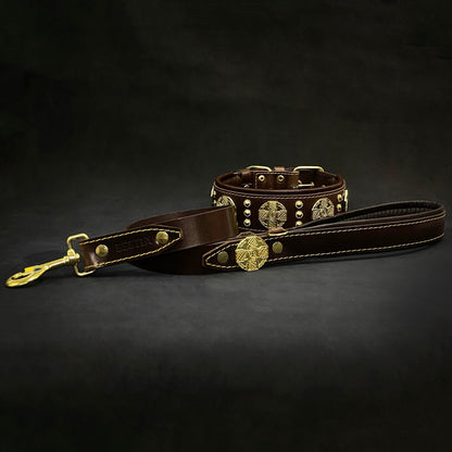 The "Maximus" collar 2.5 inch wide brown & gold - Tampa Home & Garden Store