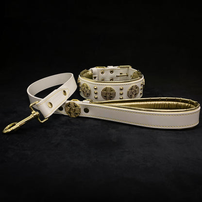 The "Maximus" collar 2.5 inch wide white & gold - Tampa Home & Garden Store
